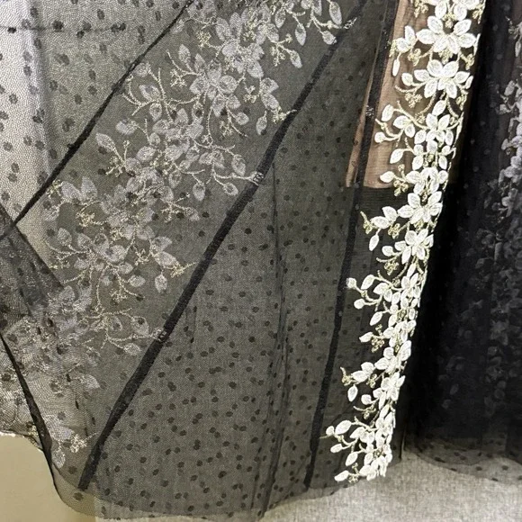 Shiran Fushi Floral Lace Black White Long Sleeve Midi Party Cocktail Dress L/XL - Picture 6 of 11